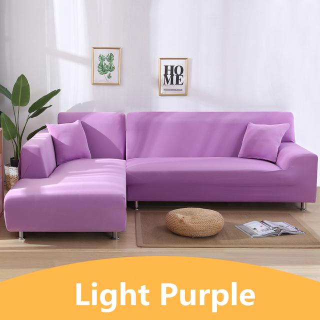 

Эластичный однотонный чехол для дивана для гостиной, все включено, чехол для дивана из спандекса, секционный чехол для мебели, 1/2/3/4 местный чехол 1pc 4-Seat 235-300cm светло-фиолетовый