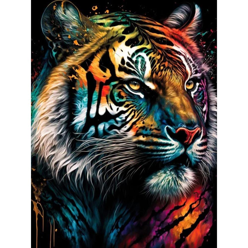 

Алмазная картина Полный дрель Акварель Тигр Круглая алмазная живопись Ручная работа Животное Diy С Рождеством Алмазная мозаика Картина Украшение дома Full Square 30X42.5CM