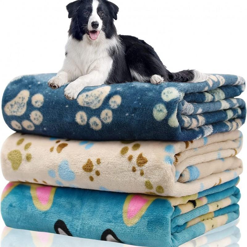 Soft Double-Sided Fleece Pet Blanket Dogs Cats Warm Bed Mat Cozy Throw Crate Kennel Sofa