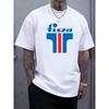 European Size Men' Tisza Vintage Logo T-Shirt - Retro Blue & Red Brand Print Short-Sleeve Tee Suitable for Bodybuilders, Powerlifting, Gym & Casual