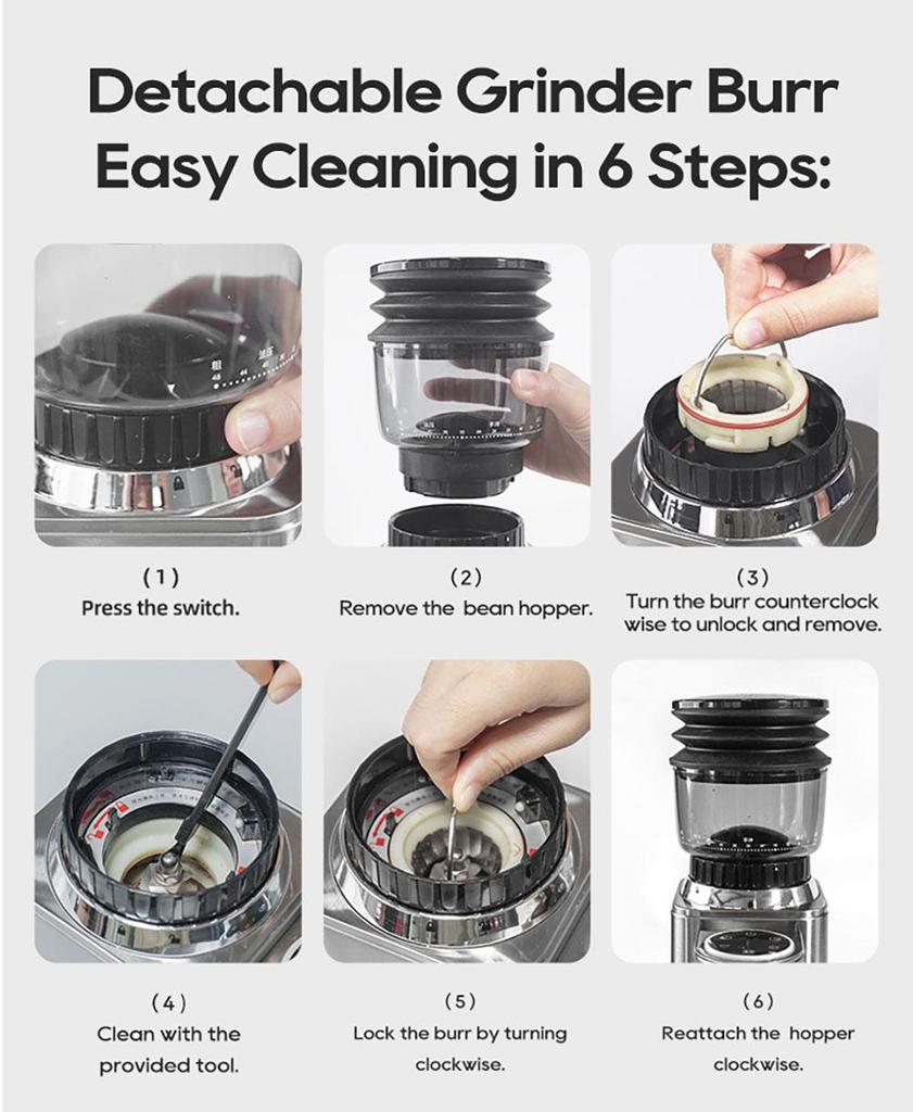 HiBREW G7 Coffee Grinder, 48 Grind Settings, Anti-Static Technology, Stainless Steel Conical Burr, Touch Panel