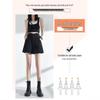 Women's Black Denim High-Waist A-Line Shorts - Spring 2026, Slimming, Plus Size, Trendy, Loose Fit.
