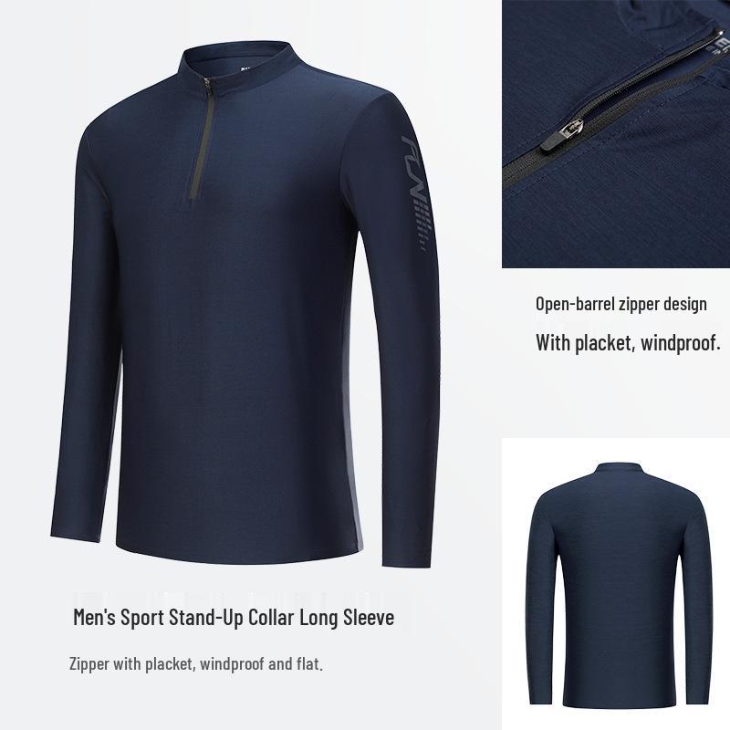Men's Autumn/Winter Slim Fit Quick-Dry Half-Zip Long Sleeve Sports Top