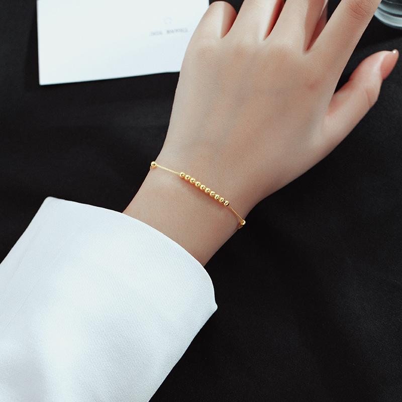 

S925 Серебряный корейский браслет с круглыми бусинами Ins Niche Design Bestie Браслет для девочек 2022 Новая тенденция Adjustable size