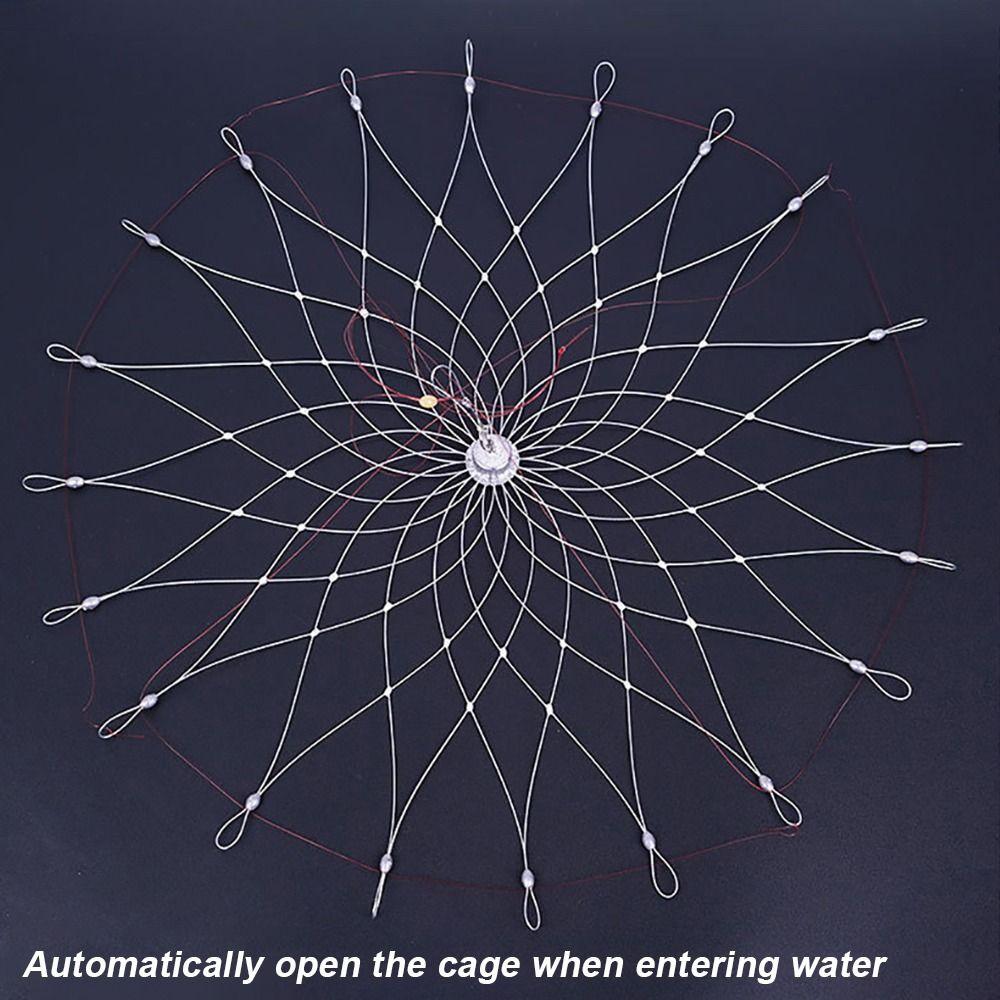 1Pcs Steel Wire Crab Trap Net Automatic Open Closing Stainless Steel Fishing Net Cage 52/72cm Outdoor Fishing Accessories