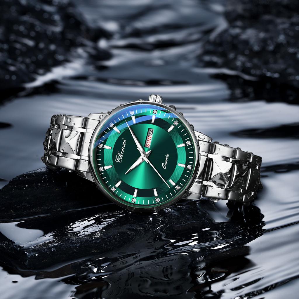 Men's Dual Calendar Dial Fashion Trend Quartz Watch Calendar Night Light Waterproof Watch