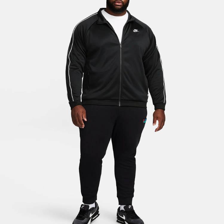 Nike Alphabet Logo Print Zip-Up Stand Collar Long Sleeve Jacket Men Jacket Black DX0670-010