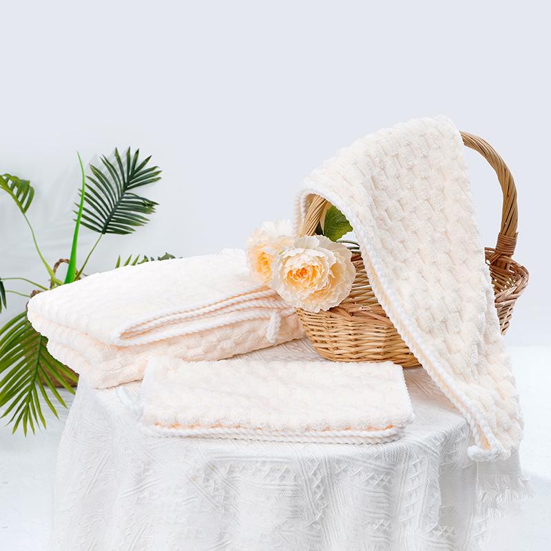 

Чистый хлопок, впитывающий воду и быстросохнущий, бытовой, банный, коралловый бархат, полотенце для сухой головы, шапочка, комплект из трех предметов towel 74 * 34cm