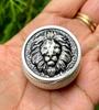 999 Silver Lion Design Trinket Box, Oxidized Hinged Casket Container