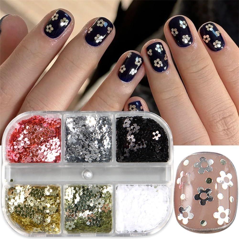 3D Five-petaled Flower Nail Sequins DIY Manicure Floral Nails Accessories  for Women Girls