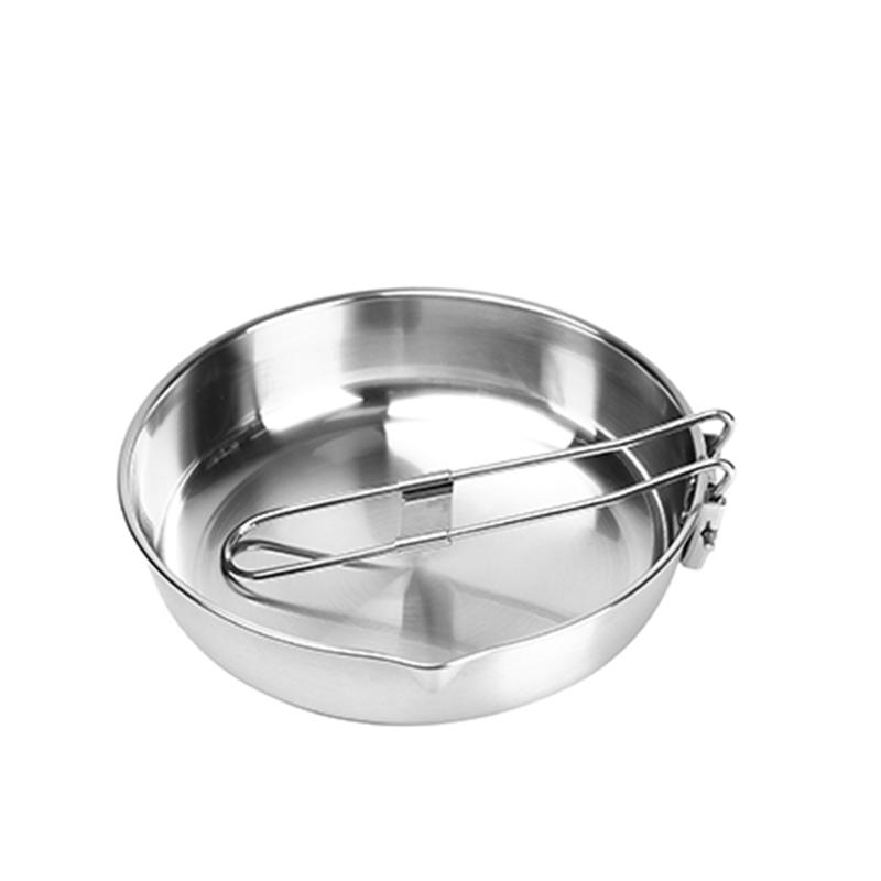 

Огненная кленовая сковорода 304 пищевая сковорода из нержавеющей стали 8-дюймовая посуда для кемпинга на открытом воздухе со складной ручкой