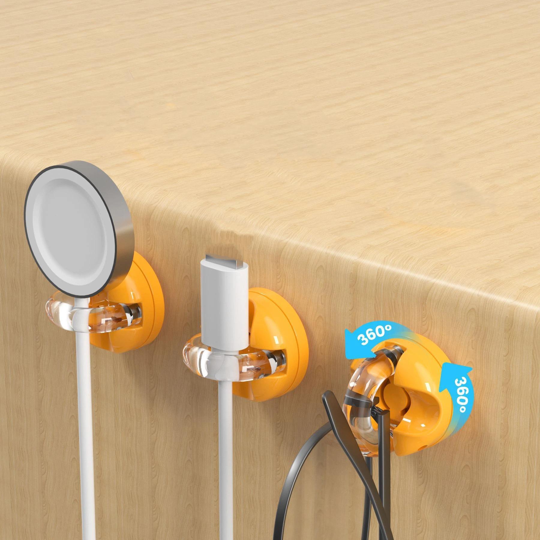 

3/6PCS Rotating Locking Cable Organizer Hook Acrylic Adhesive Winder Under Desk Management Wire Keeper Cable Storage Holder B 3PCS