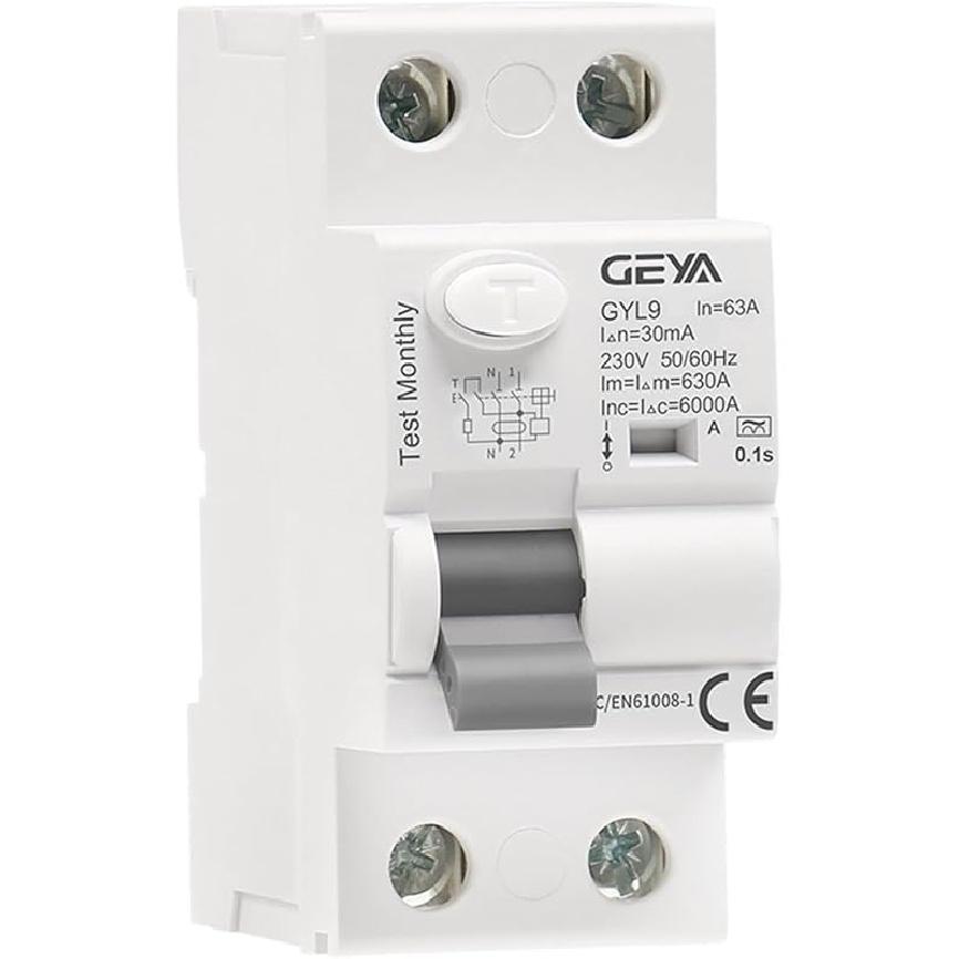 

GYL9 A Type RCD Earth Leakage Circuit Breaker AC ELCB 2 Pole 40A 63A 30mA 100mA 300mA RCD RCCB(300mA,2P 63A) 2P 40A