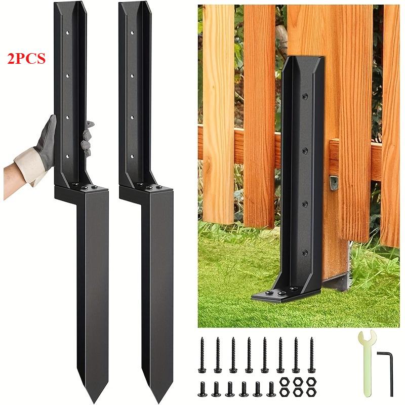 1/2 Pcs Heavy-Duty Steel Fence Post Repair Kit with Ground Anchors - Black, Ideal for Wooden & Metal Fences,Column Repair Kit