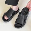 Sandals new wear versatile casual soft bottom anti-skid slippers beach shoes 651201 black-J