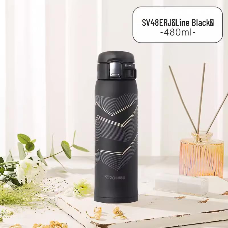 Zojirushi SM-SV48ERJ-BZ Line Black Stainless Steel Vacuum Flask 480ml