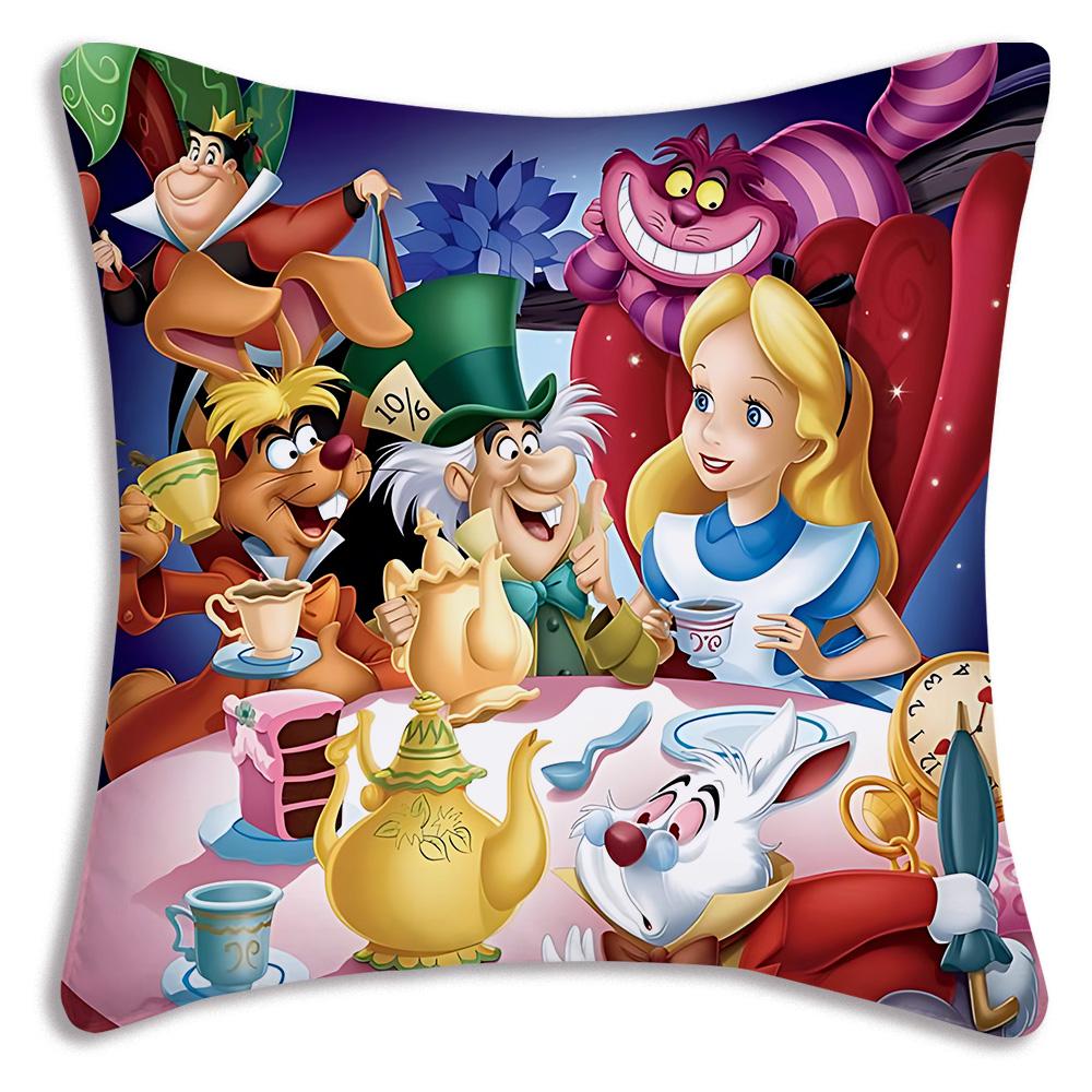Disney Alice in Wonderland Pillow Covers Cartoon Sofa Decorative Home Double-sided Printing Short Plush Cute Cushion Cover