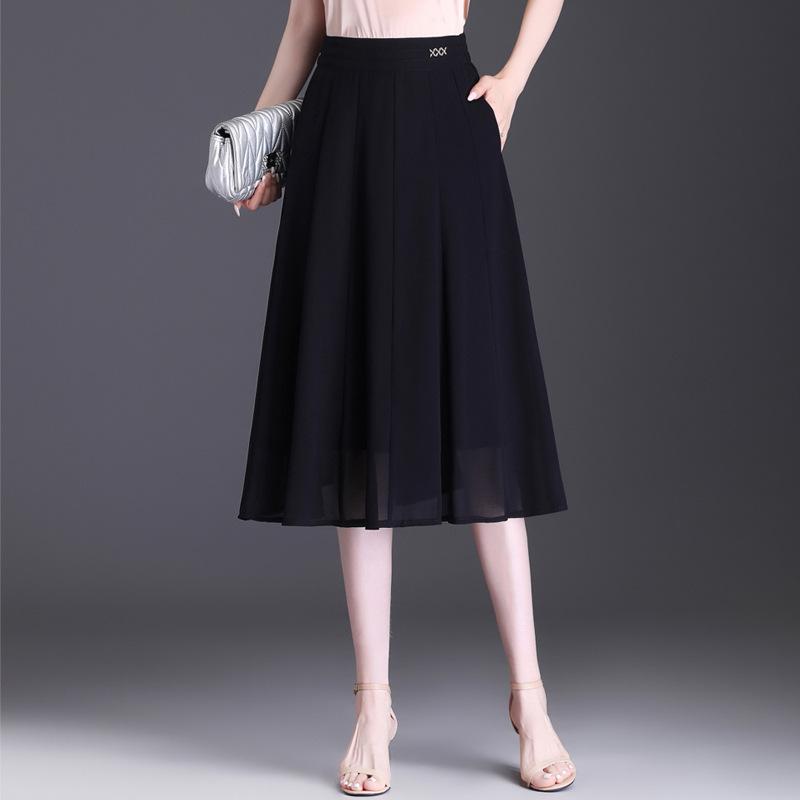 Bust skirt women's summer medium length pleated skirt a word women's drape feeling high waist spring women's small spring and autumn high sense