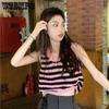 Women Sweater Vest Y2K Aesthetic Sleeveless Striped Cute Vintage Knitted Vest Spring Autumn Casual Waistcoat Knitwear