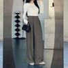 New Arrivals Open Run Women High Waist Pintuck Stretch Wide Slacks