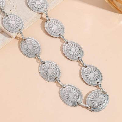Vintage Oval Craved Metal Waist Chain For Women Retro Style Exquisite Gold Color Plated Belt Chains  Body Jewelry Gifts