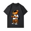 Men's 100% Cotton Crew Neck Short Sleeve T-Shirt, Cool Hip Hop Teddy Bear Print Casual Loose Tee for Daily Street Wear, Comfortable Lightweight Summer