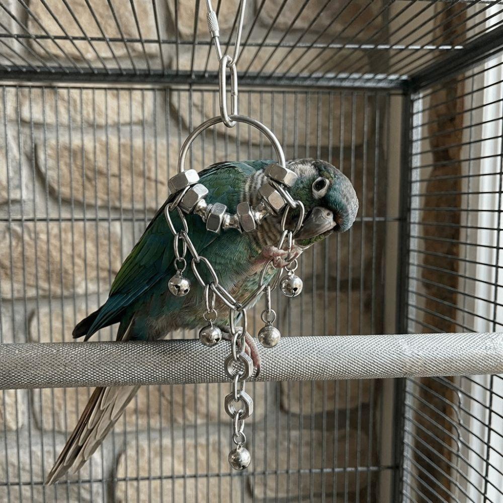 Wear-resistant Metal Bird Chain Bells Toys Bite Resistant Bird Cage Hanging Toy Small Medium Birds