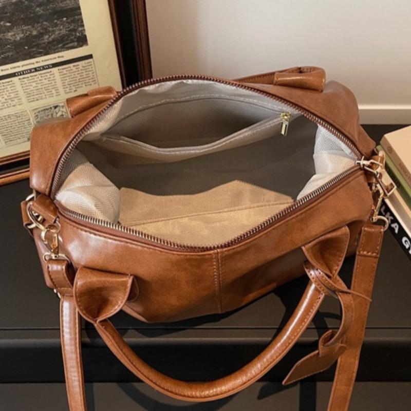 Modische Damen-Lederhandtasche Vintage Boston Boston-Tasche Umhängetasche mit abnehmbarem Riemen Geeignet für Arbeit, Einkaufen und Reisen
