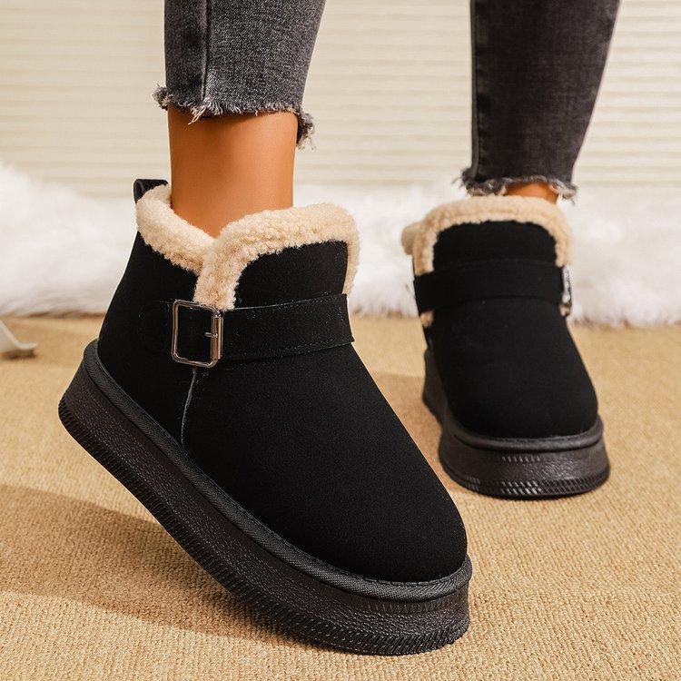 Large Size Platform Snow Boots for Women, 2025 Autumn/winter New Fleece, Thickened and Warm Birkenstock Sleeve Cotton Boots for Women
