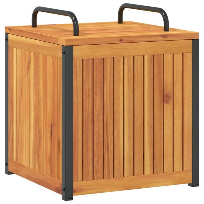 VidaXL Outdoor Cushion Box Solid Acacia Wood and Steel, Cushion Container, Storage Box, Box To 367607