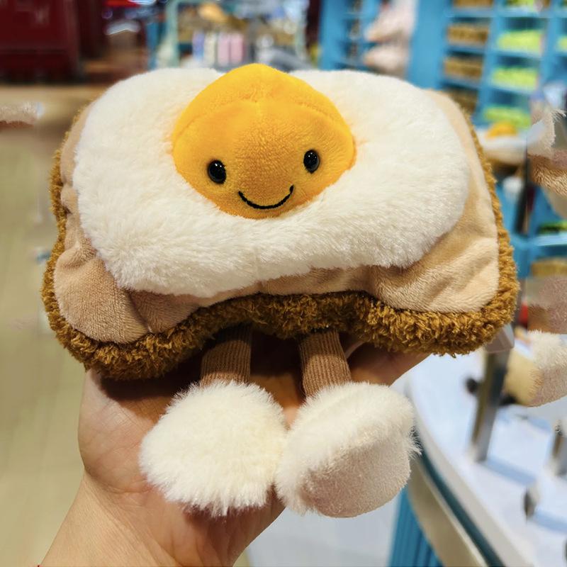 Jelly Toast Egg Plush Toy: Soft Boiled Egg and Toast Bread Slice Doll for Children