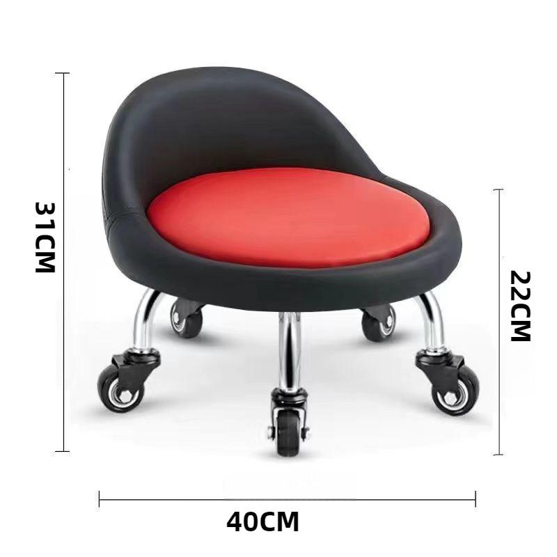 Household Mobile Universal Wheeled Stool Thickened Frame Round Pulley Stool Portable Low Swivel Chair Tool