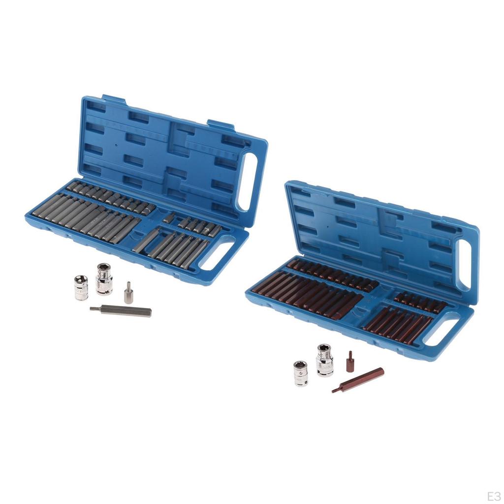 40 Pieces 1/2'' 3/8'' Hex Torx Spline Drive Socket Set, Wrench Sockets Hand Tool Bit Set