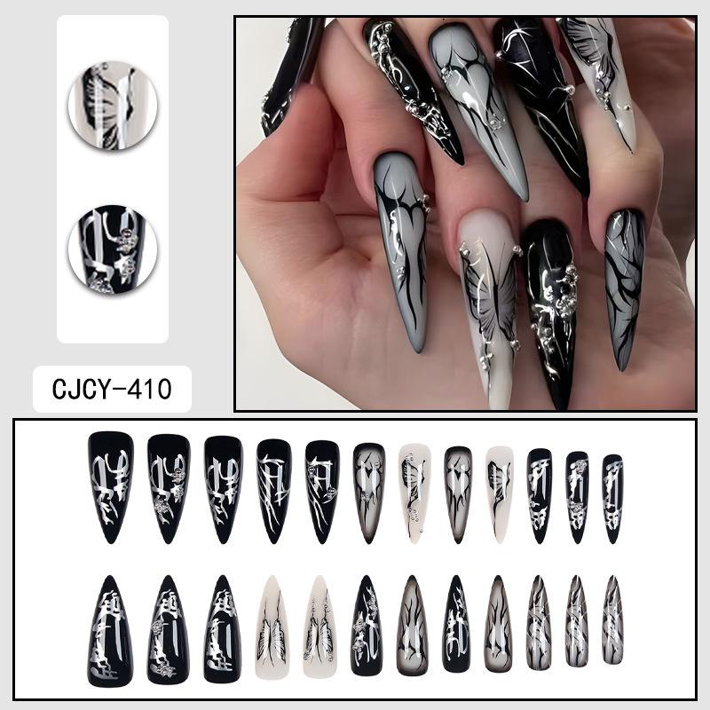 Dark Cool Punk Style Nail Art Film Love Butterfly Wearing Fake Nail Wearing Nail Film