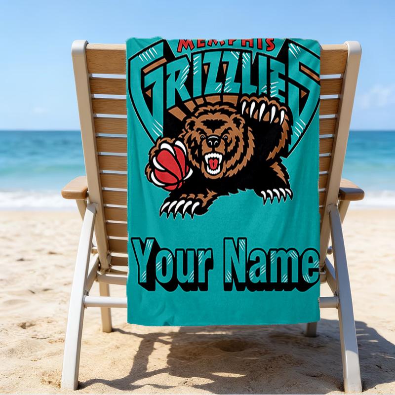 Custom Name Beach Towel Grizzly Marks Logo Design Beach Towel, Soft Microfiber, Gift for Her/Him, Birthday, for Pool, Beach, Travel, Fan gifts