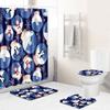 Christmas Shower Curtain Floor Mat Combination Four-Piece Set Bathroom Toilet Carpet Shower Room Mat Foot Mat