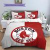 Boston Red Sox Pattern Bedding Quilt Set  Home Decoration  Gift (1 * Duvet Cover + 2 * Pillowcase  Without Core)