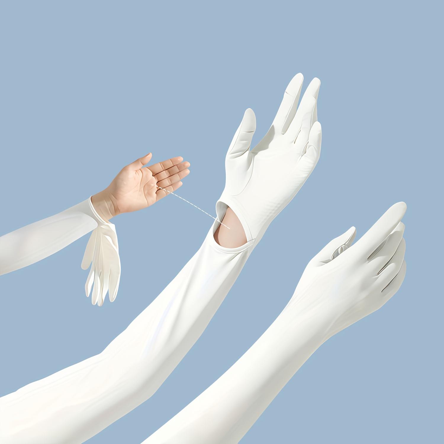 

1Pair New Arm Sleeves Gloves for Women Men - High Elastic Long Sleeves for Summer Cycling Fishing белый