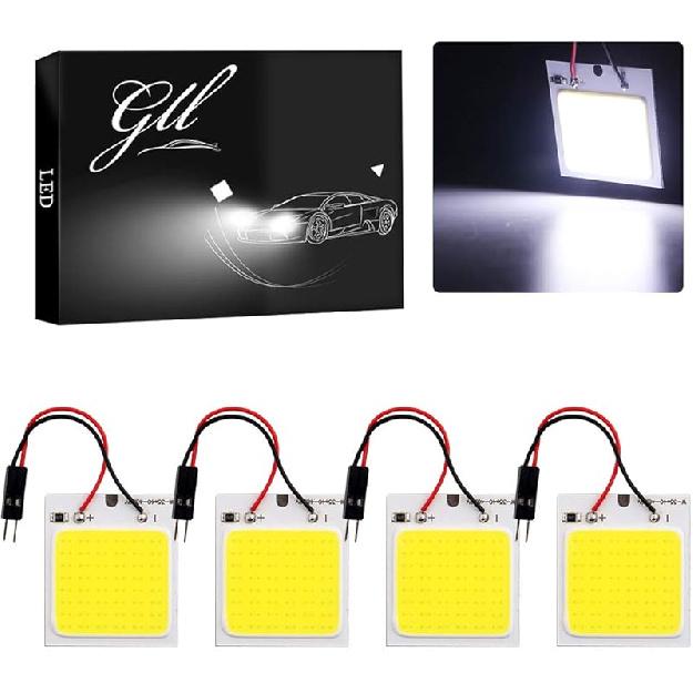 GrandviewTM COB 10-Pack 48-SMD DC12V LED Panel Dome Lamp Auto Car Interior Reading Plate Light Roof Ceiling Interior Wired Lamp With 10X BA9S T10