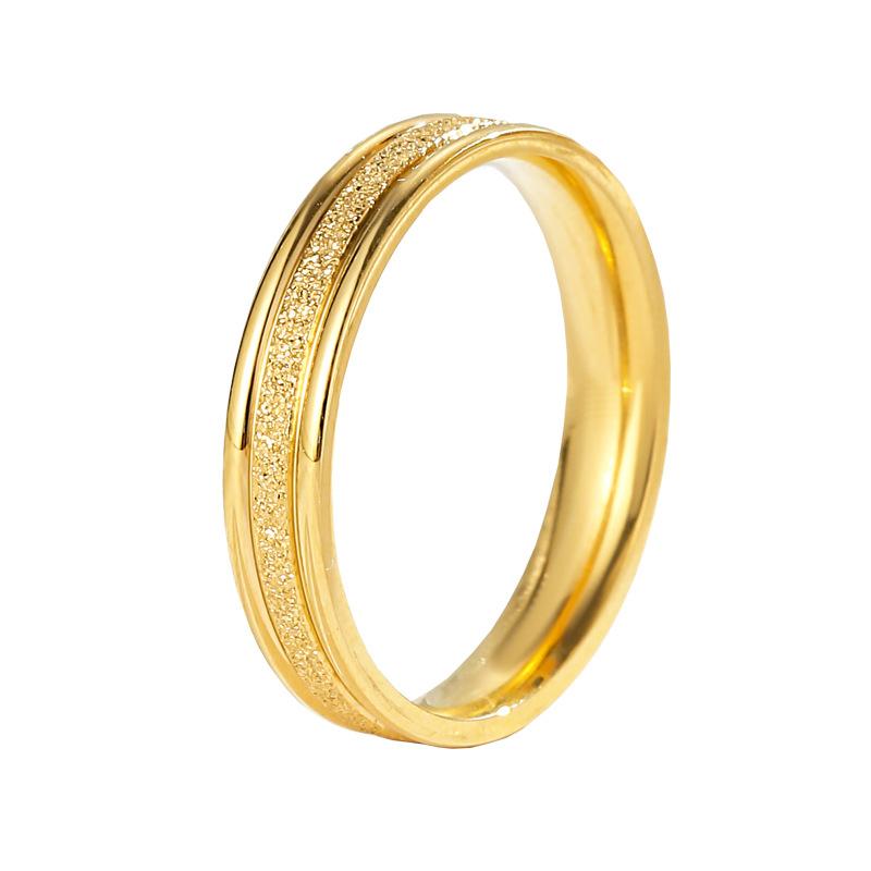 Japanese and Korean Fashionable Titanium Steel Anti-fading Ring for Women with Simple Inner Frosted Couple Temperament
