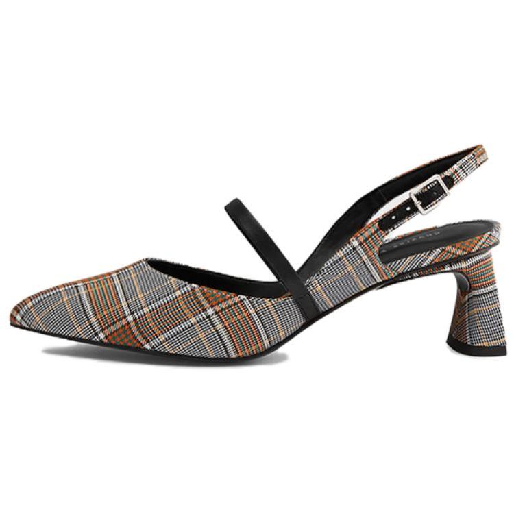 Charles & Keith Retro Comfortable Pointed Toe Chunky Heel Mary Jane Shoes 5.1cm Women shoes Gray CK1-60361331_GREY