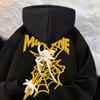 Unisex Oversized Hoodie Met 3D Spinnenweb Print Fleece-Gevoerd Warm Winter Pullover Tieners Volwassenen