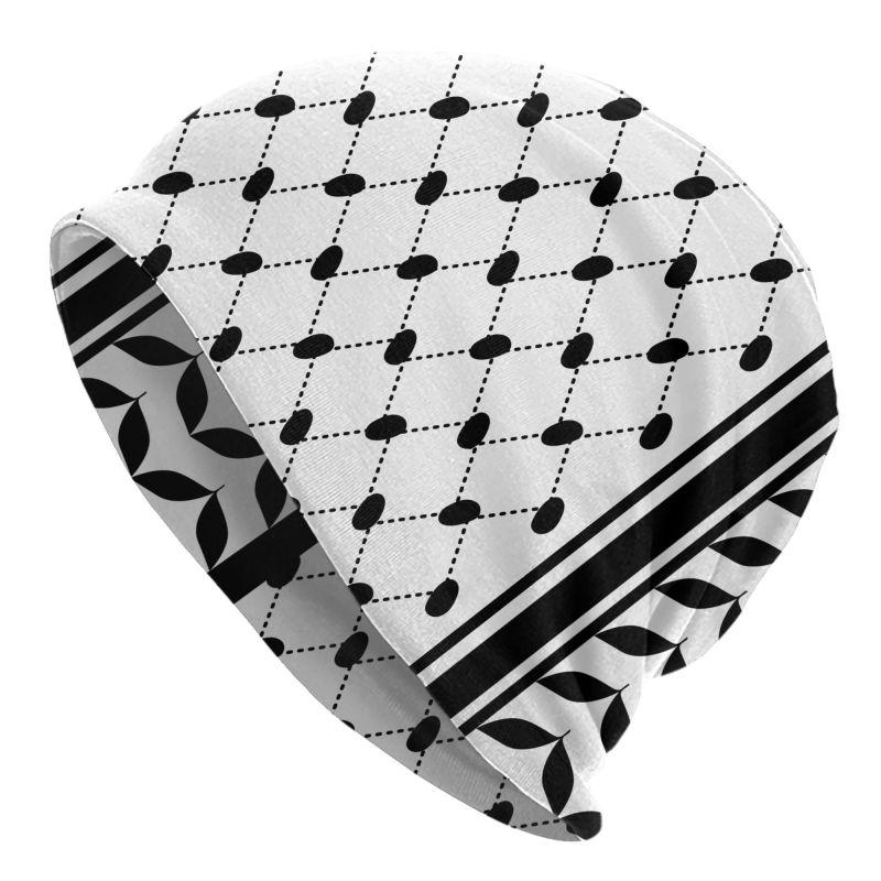 Palestine Flag Skullies Beanies Caps Kufiya Hatta Warm Bonnet Cap Adults Knit Hat Headwear Unisex Slouchy Scarf Skullies Beanies