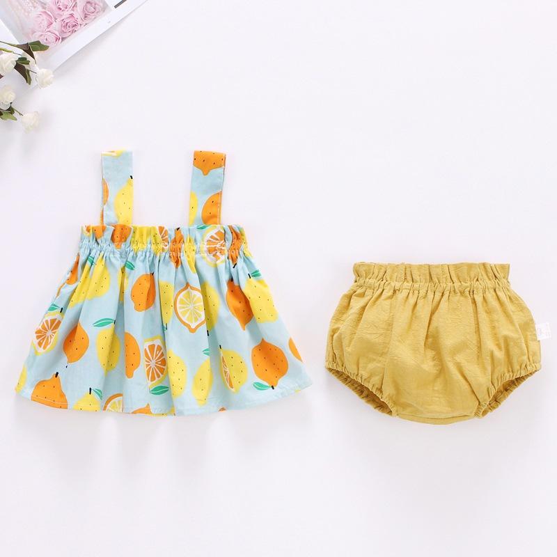 Baby Summer Skirt Bag Fart-wrapped Pants Suit Female Baby Clothes 0-2 Years Old Baby Floral Suspender Skirt Shorts Two-piece Sets