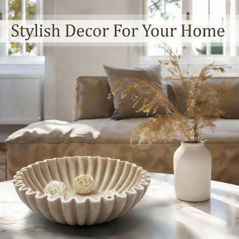 Large Decorative Bowl,Modern Handicraft Bowls Decorative Fruit Bowl for Kitchen Counter,Stylish Key Bowl for Entry Table