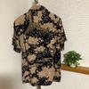 Used Style Aloha shirt silk Japanese pattern cherry blossom Mount Fuji moon