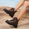 Brown New Women Ankle Boots Autumn Winter Platform Lace-up Women Punk Boots Thick Sole Combat Booties Female Mujer Q429