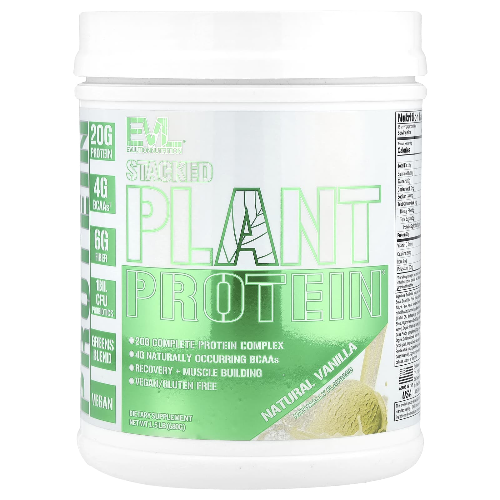

Stacked Plant Protein, Natural Vanilla, 680G(1.5Lb)