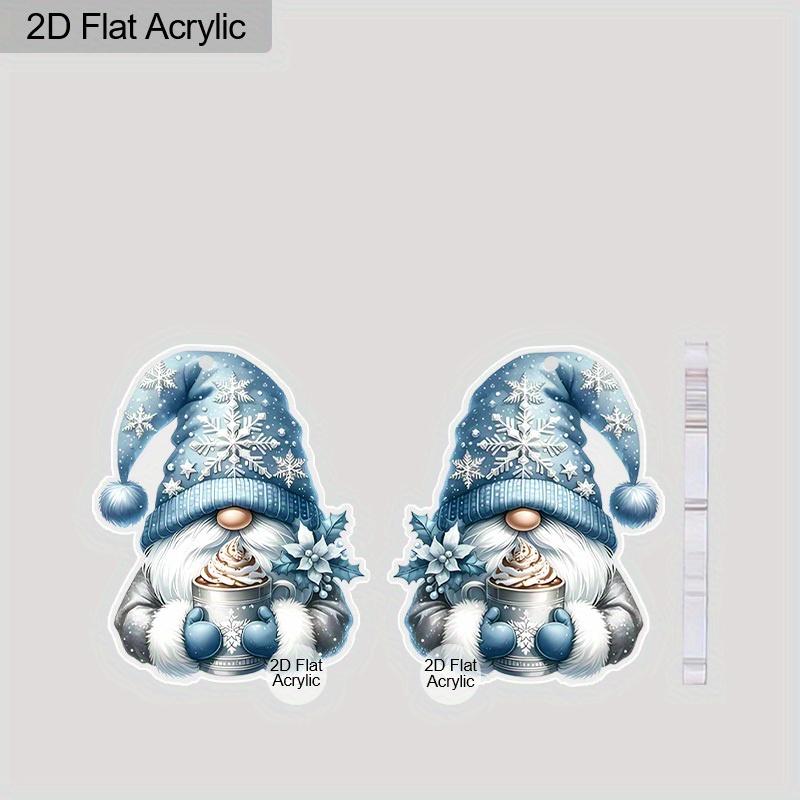 2D Flat Acrylic Cute Blue Christmas Gnome Hot Cocoa Pattern Dangle Earrings, Suitable As A Holiday Gift for Women, Christmas Party Decorative Jewelry.