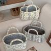 Hand-held French Vine Handbag Printed Floral Organizers Basket Laundry Storage Basket  Home Office